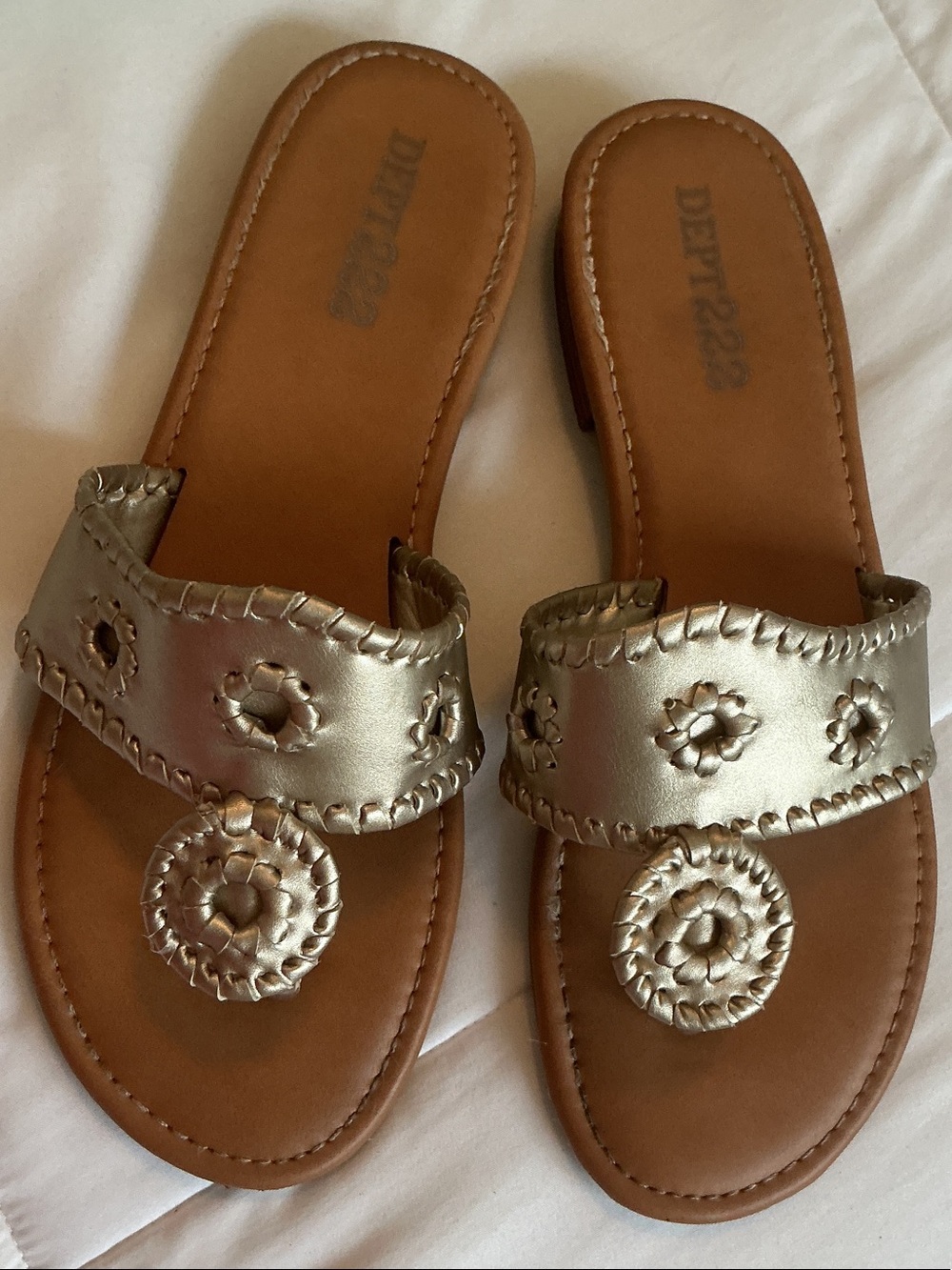 Dept 222 - Light Gold Faux Leather designer inspired Slide Sandals for Women
